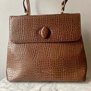 VTG Barbara Italy Croc Embossed Leather Bag
